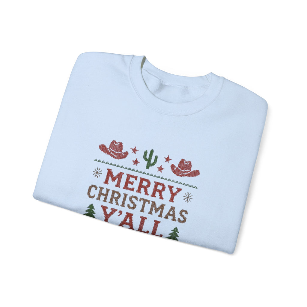 Yeehaw Holiday Sweater: Festive Ranch Crewneck for a Country Christmas by PopCultureByDesign36