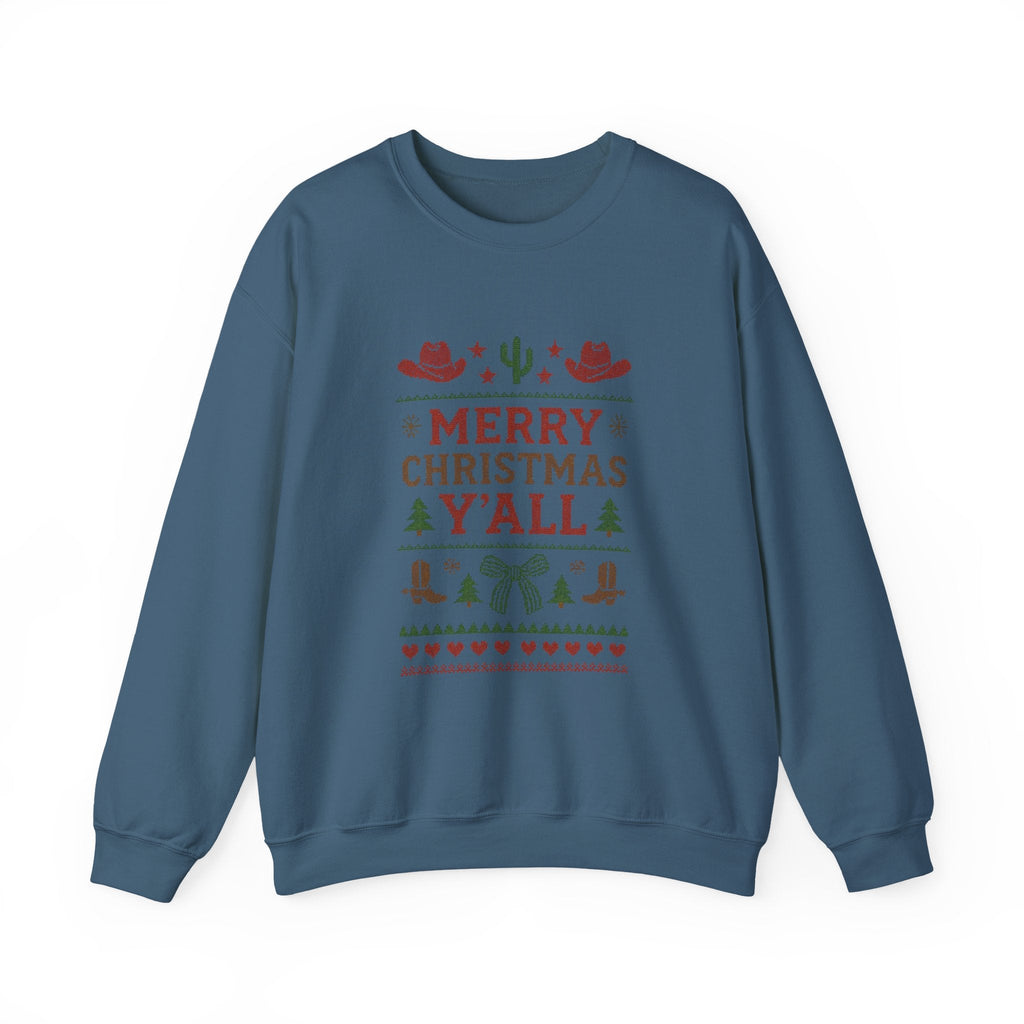 Yeehaw Holiday Sweater: Festive Ranch Crewneck for a Country Christmas by PopCultureByDesign36