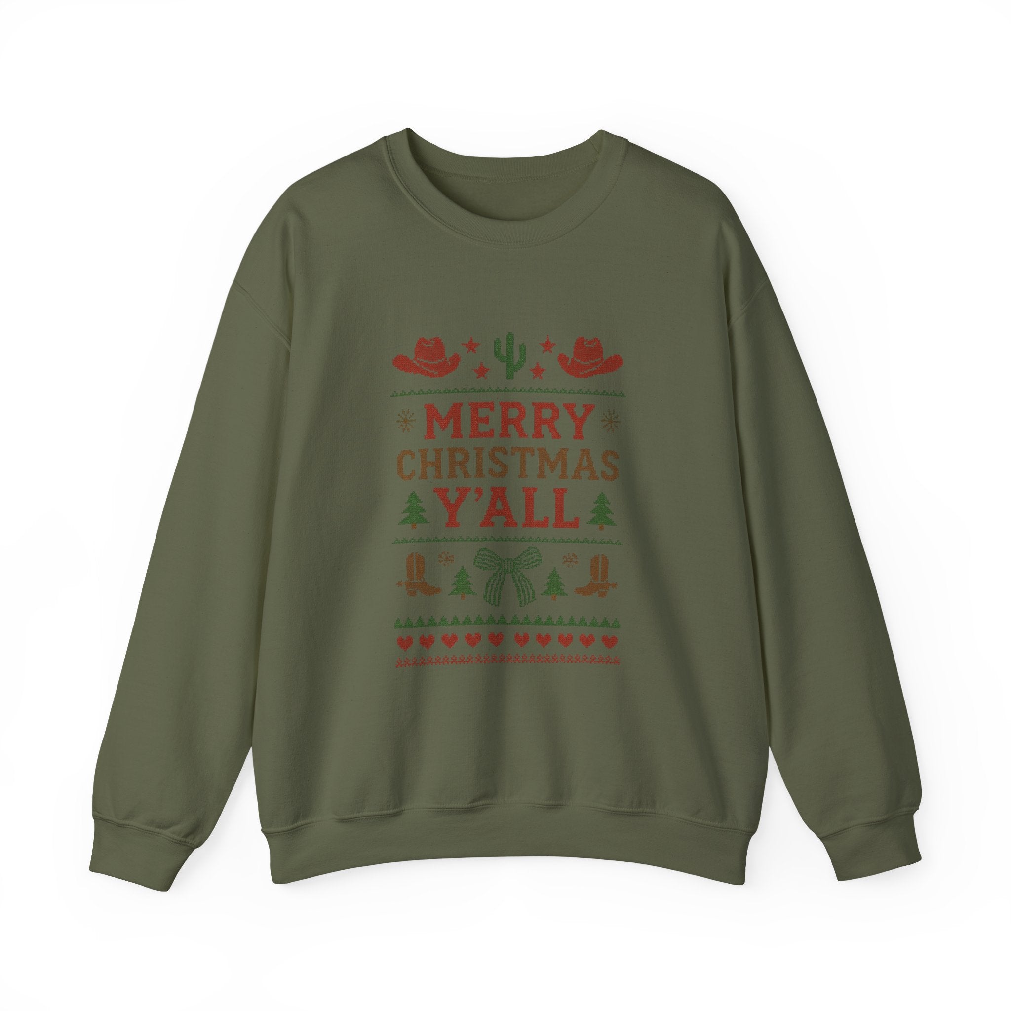 Yeehaw Holiday Sweater: Festive Ranch Crewneck for a Country Christmas by PopCultureByDesign36