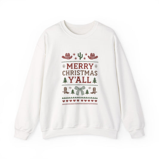 Yeehaw Holiday Sweater: Festive Ranch Crewneck for a Country Christmas - Popbydesign
