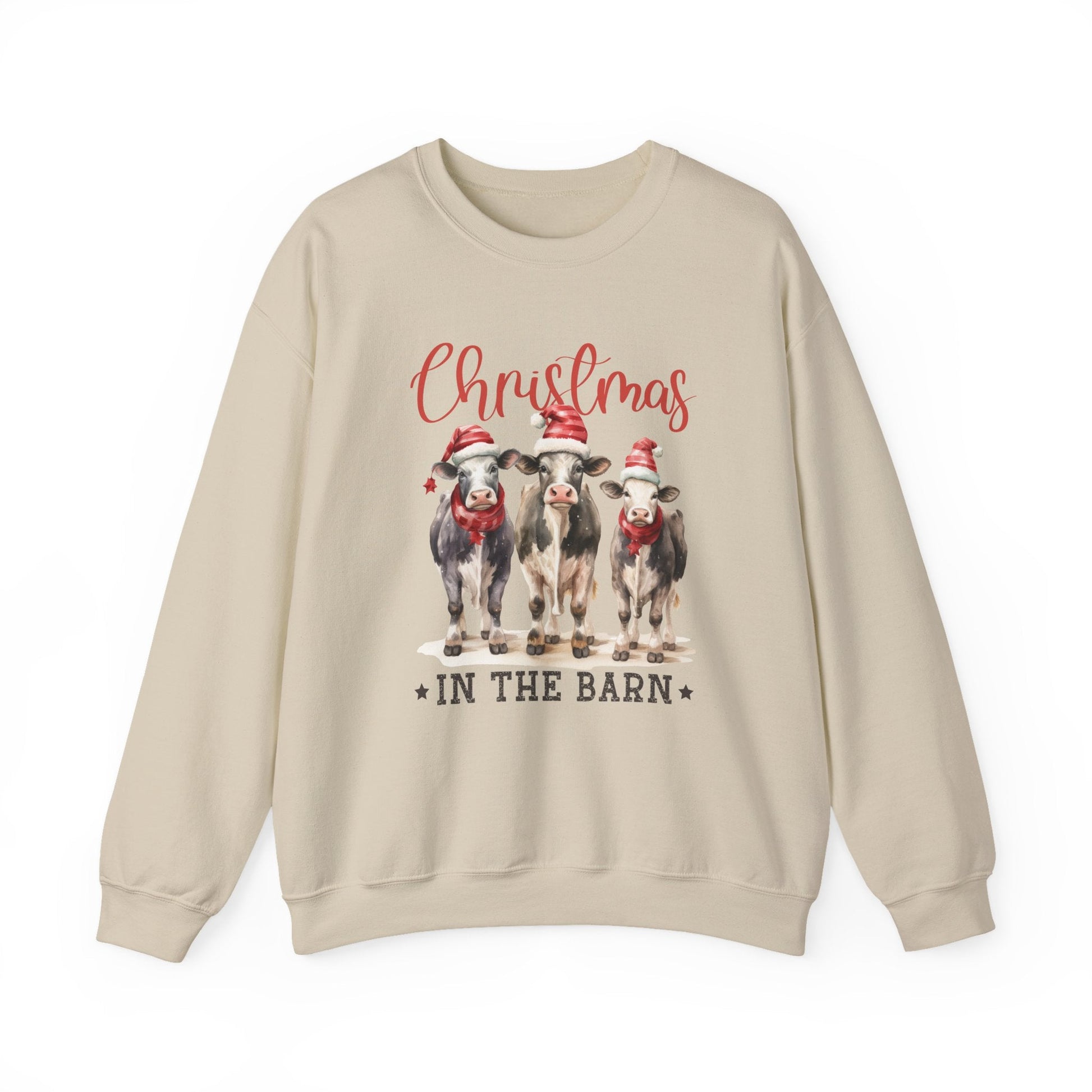 Country Farm Christmas Sweatshirt, Christmas In The Barn - Popbydesign