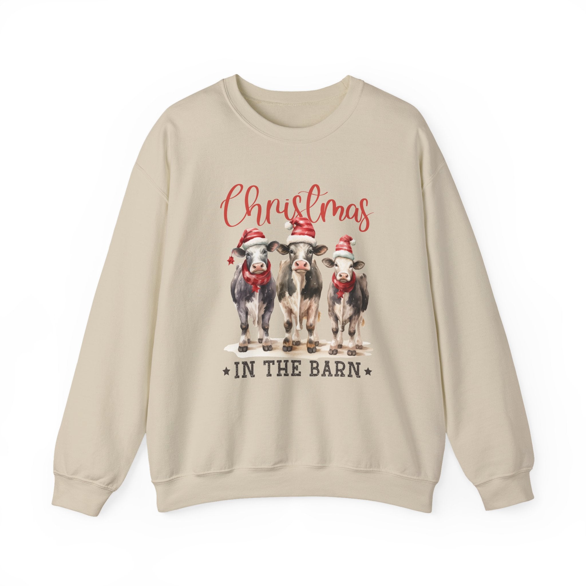 Country Farm Christmas Sweatshirt, Christmas In The Barn by PopCultureByDesign36