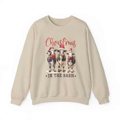 Country Farm Christmas Sweatshirt, Christmas In The Barn - Popbydesign