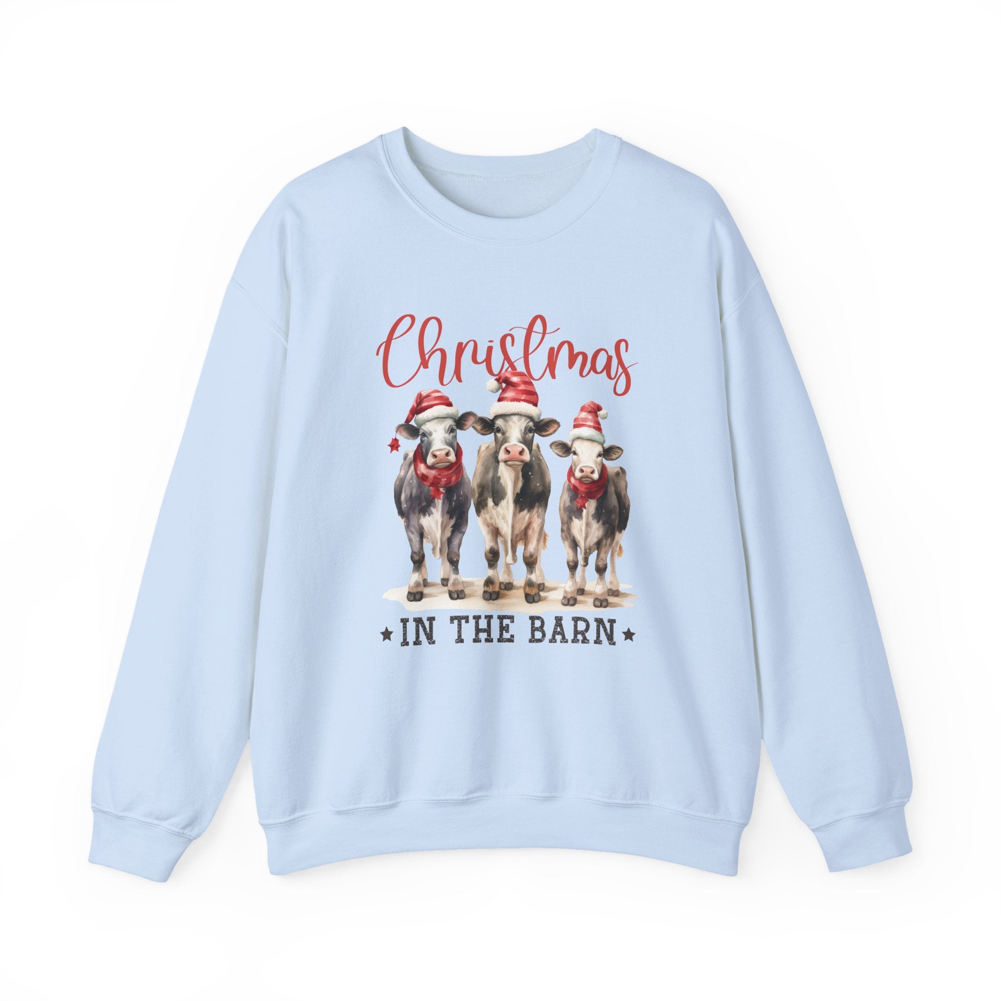 Country Farm Christmas Sweatshirt, Christmas In The Barn by PopCultureByDesign36