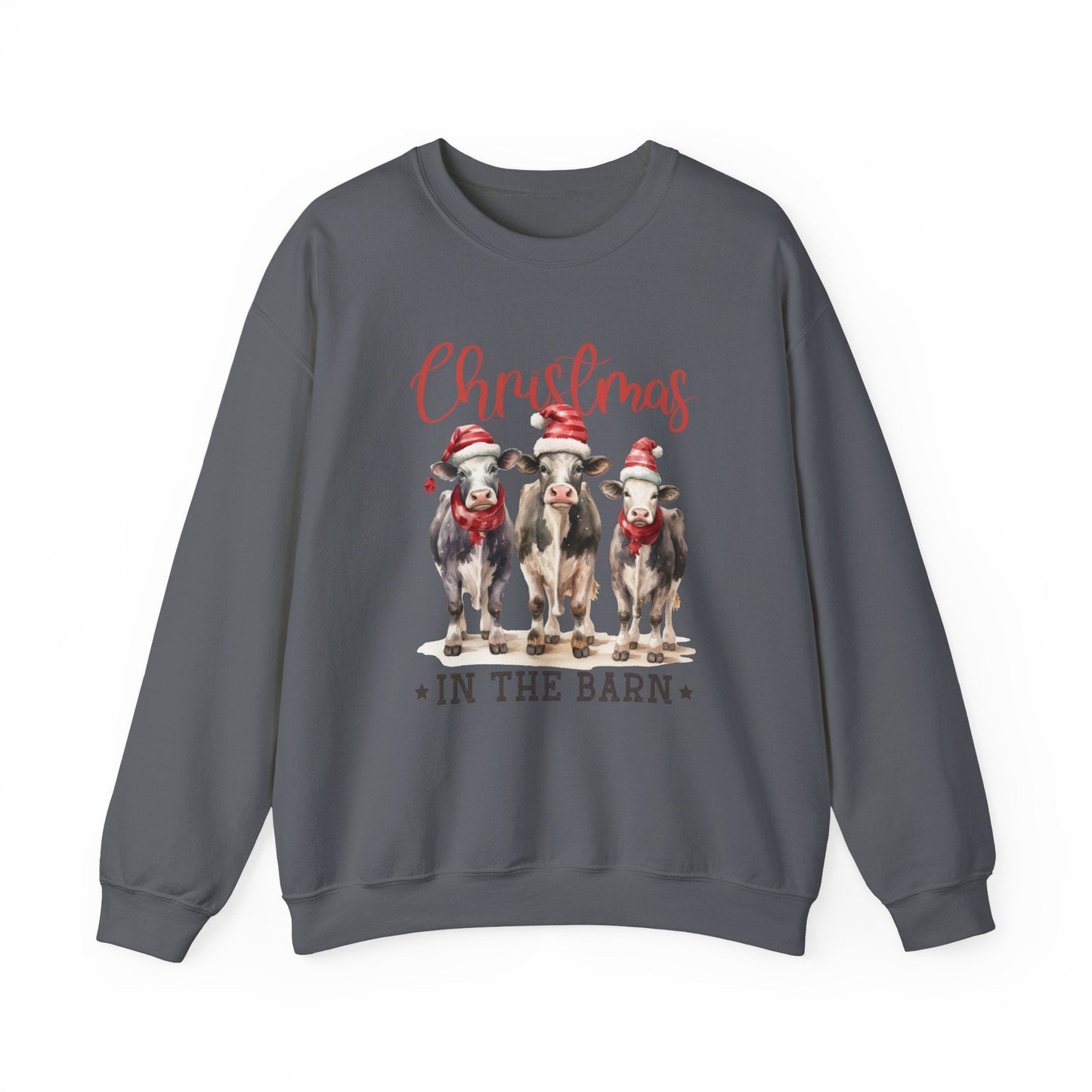 Country Farm Christmas Sweatshirt, Christmas In The Barn - Popbydesign