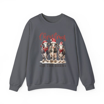 Country Farm Christmas Sweatshirt, Christmas In The Barn - Popbydesign