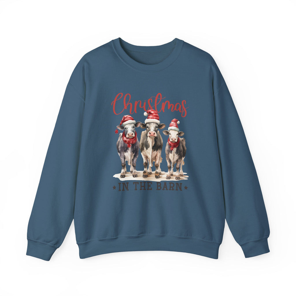 Country Farm Christmas Sweatshirt, Christmas In The Barn by PopCultureByDesign36