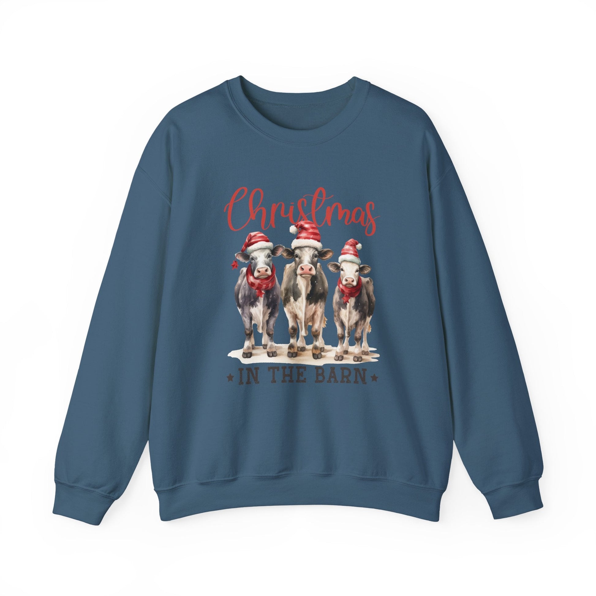 Country Farm Christmas Sweatshirt, Christmas In The Barn - Popbydesign