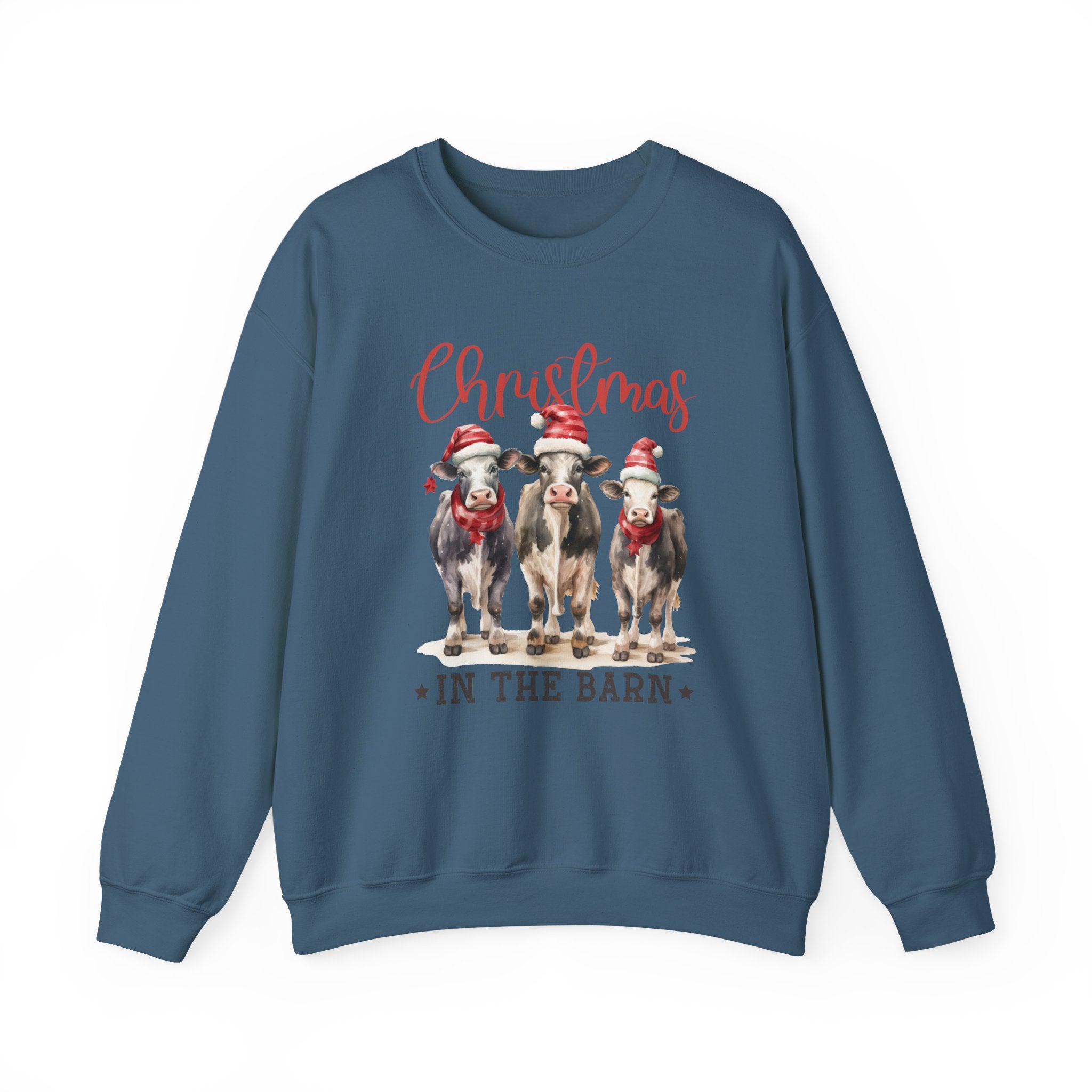 Country Farm Christmas Sweatshirt, Christmas In The Barn by PopCultureByDesign36