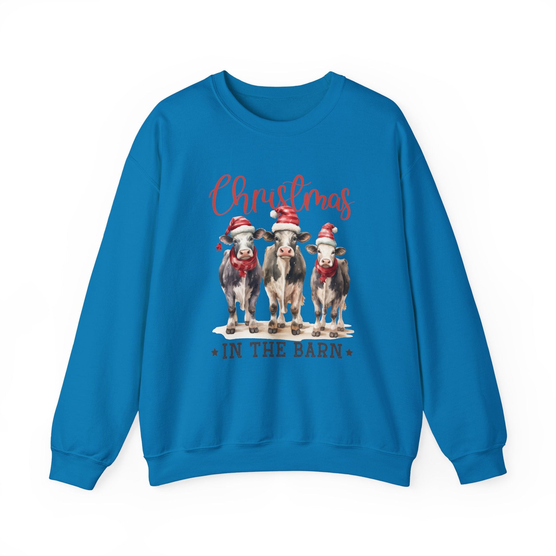 Country Farm Christmas Sweatshirt, Christmas In The Barn - Popbydesign