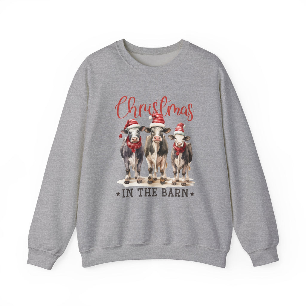 Country Farm Christmas Sweatshirt, Christmas In The Barn by PopCultureByDesign36