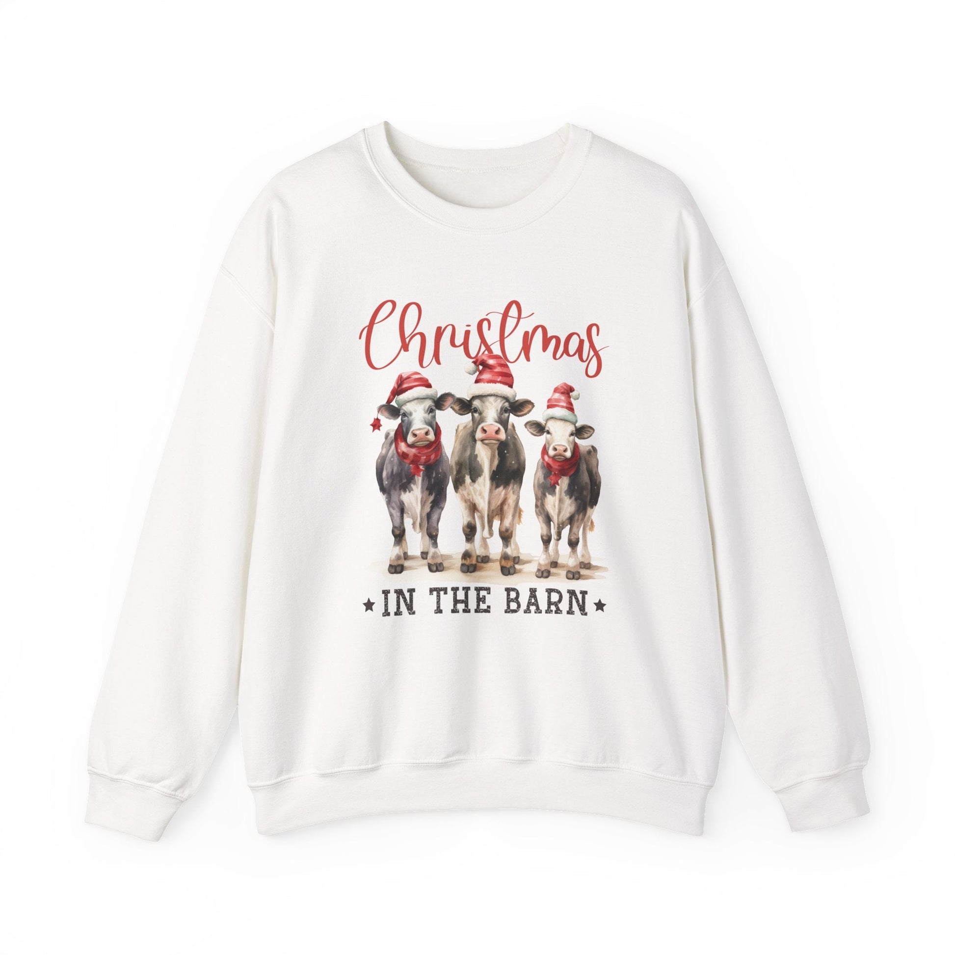 Country Farm Christmas Sweatshirt, Christmas In The Barn - Popbydesign