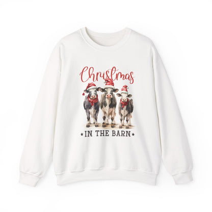 Country Farm Christmas Sweatshirt, Christmas In The Barn - Popbydesign