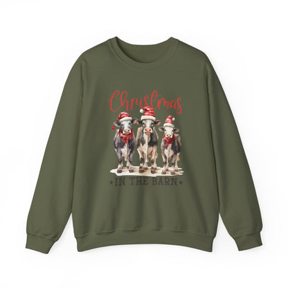 Country Farm Christmas Sweatshirt, Christmas In The Barn - Popbydesign