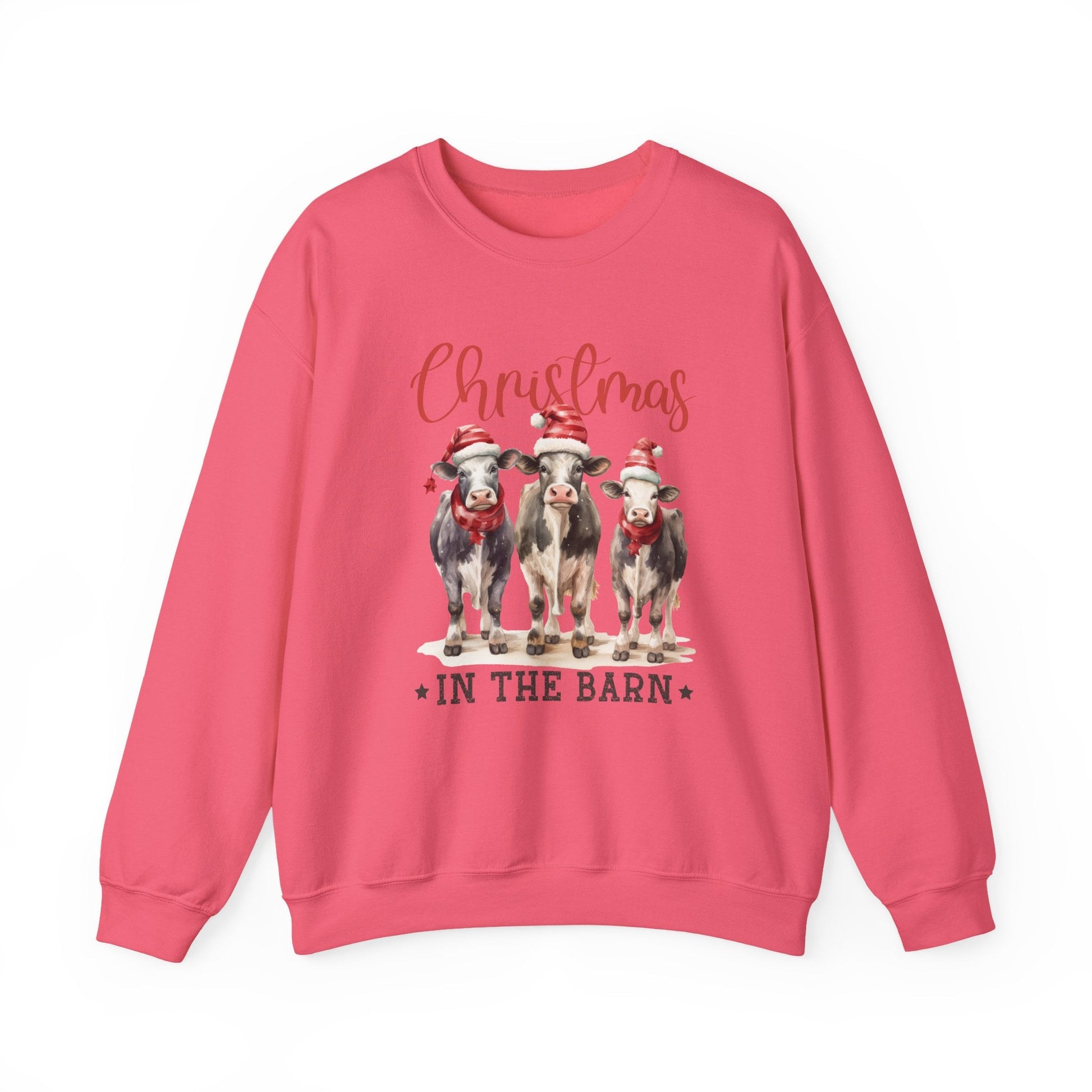 Country Farm Christmas Sweatshirt, Christmas In The Barn - Popbydesign