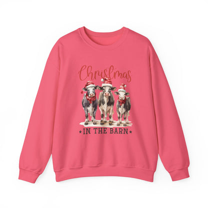 Country Farm Christmas Sweatshirt, Christmas In The Barn - Popbydesign