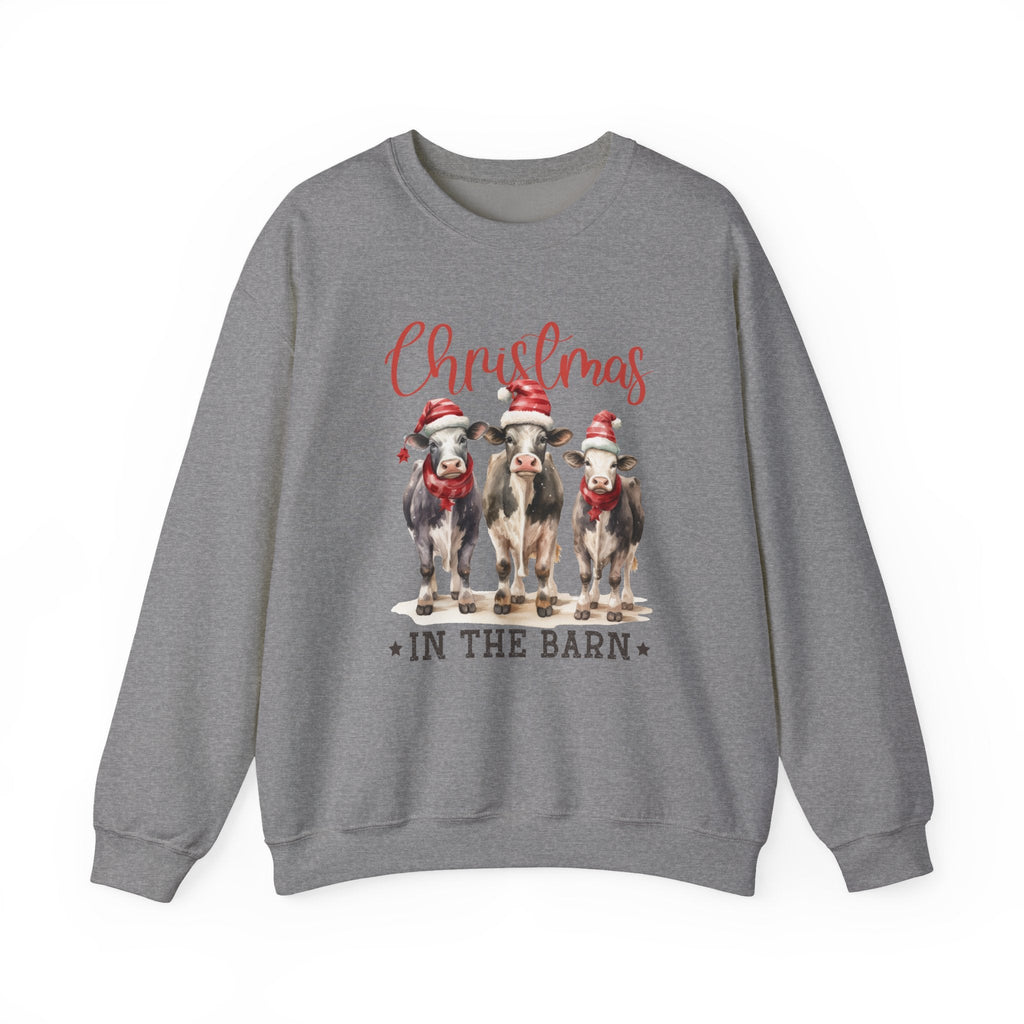 Country Farm Christmas Sweatshirt, Christmas In The Barn by PopCultureByDesign36