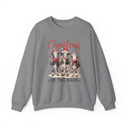Country Farm Christmas Sweatshirt, Christmas In The Barn - Popbydesign