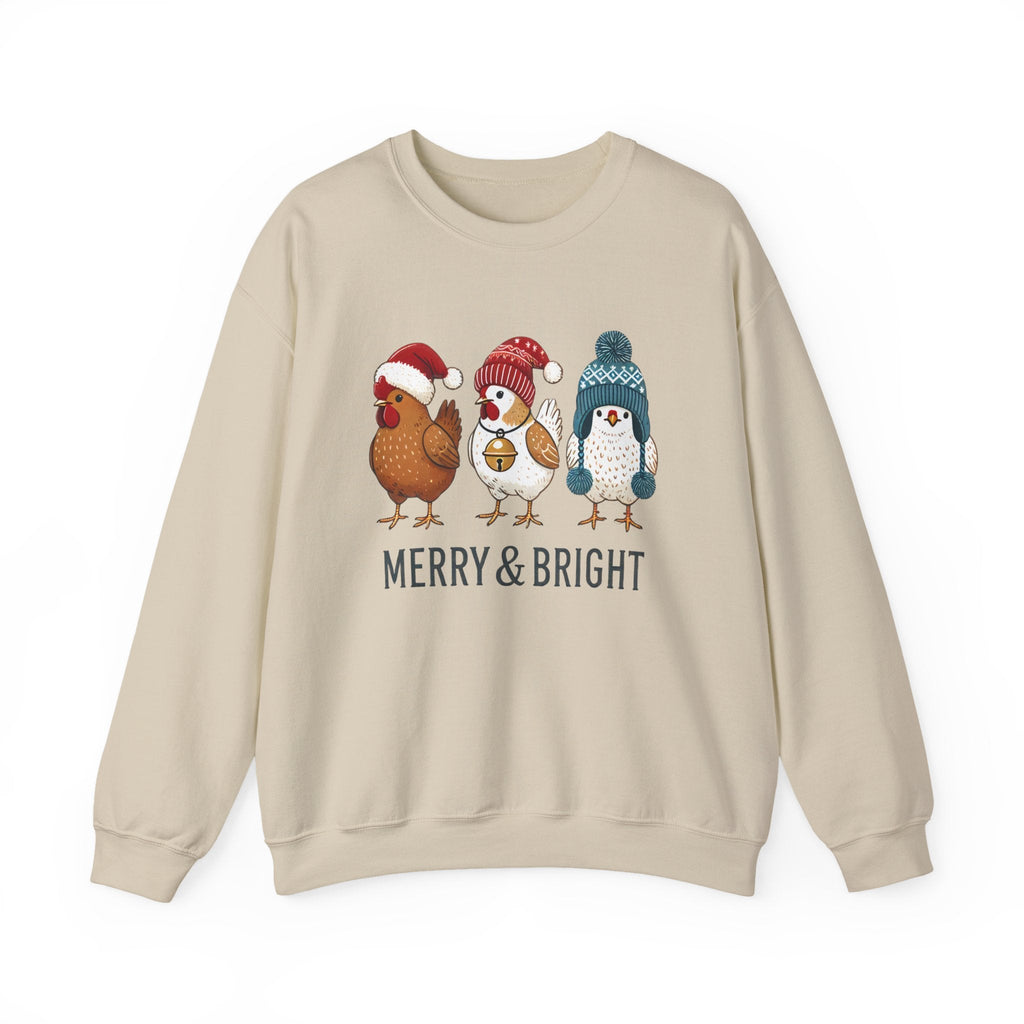 Cute Christmas Chickens Sweatshirt, Xmas Chicken Sweatshirt by PopCultureByDesign36