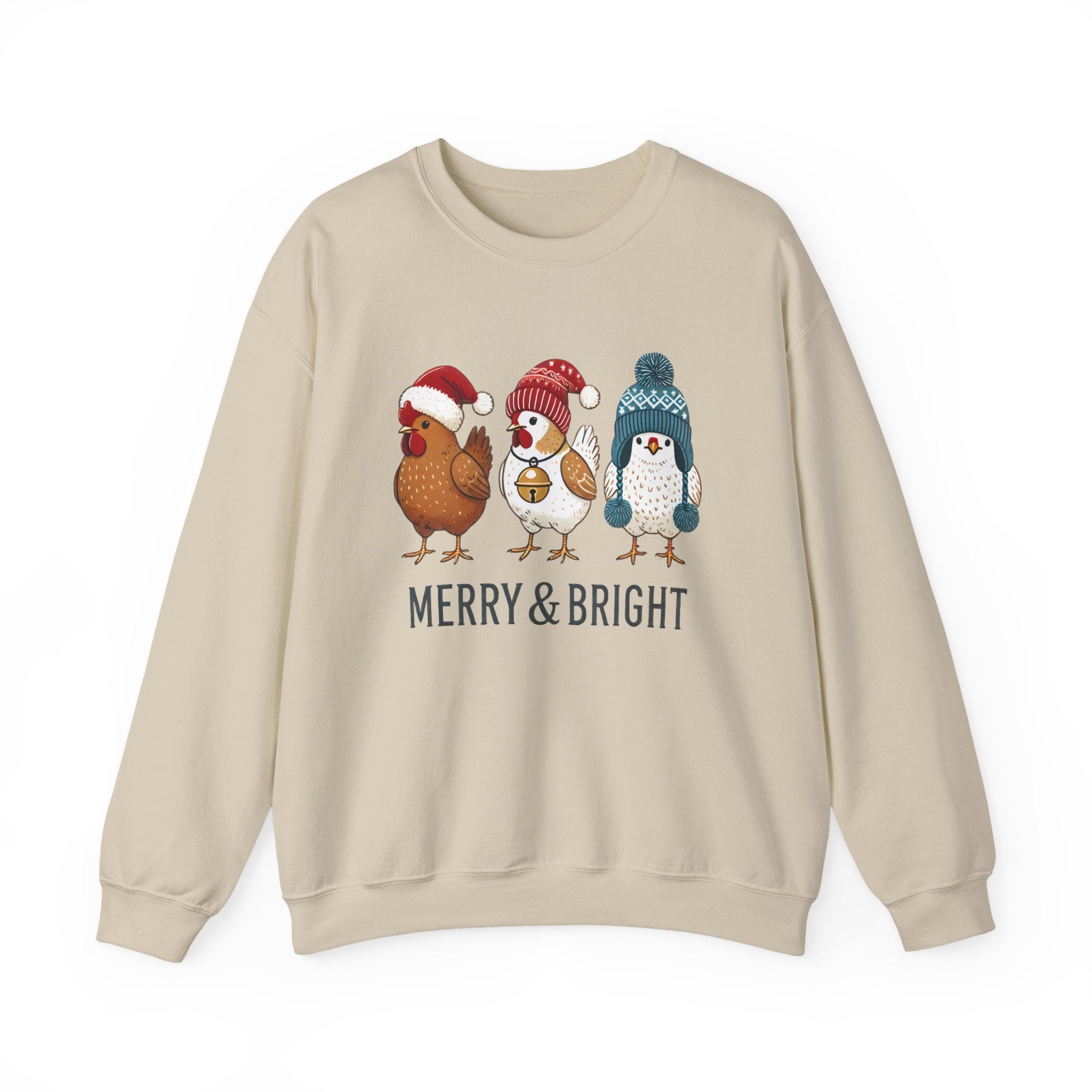 Cute Christmas Chickens Sweatshirt, Xmas Chicken Sweatshirt by PopCultureByDesign36