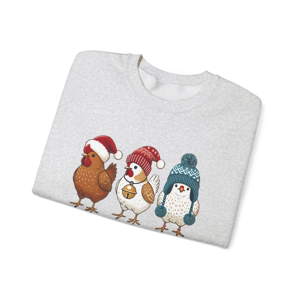 Cute Christmas Chickens Sweatshirt, Xmas Chicken Sweatshirt by PopCultureByDesign36