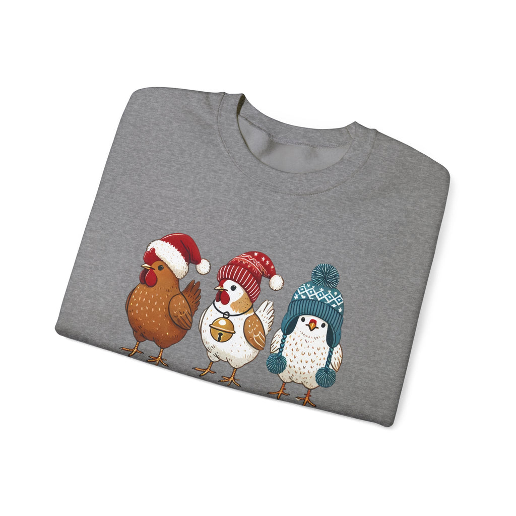 Cute Christmas Chickens Sweatshirt, Xmas Chicken Sweatshirt by PopCultureByDesign36