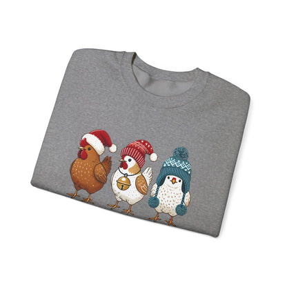 Cute Christmas Chickens Sweatshirt, Xmas Chicken Sweatshirt - Popbydesign