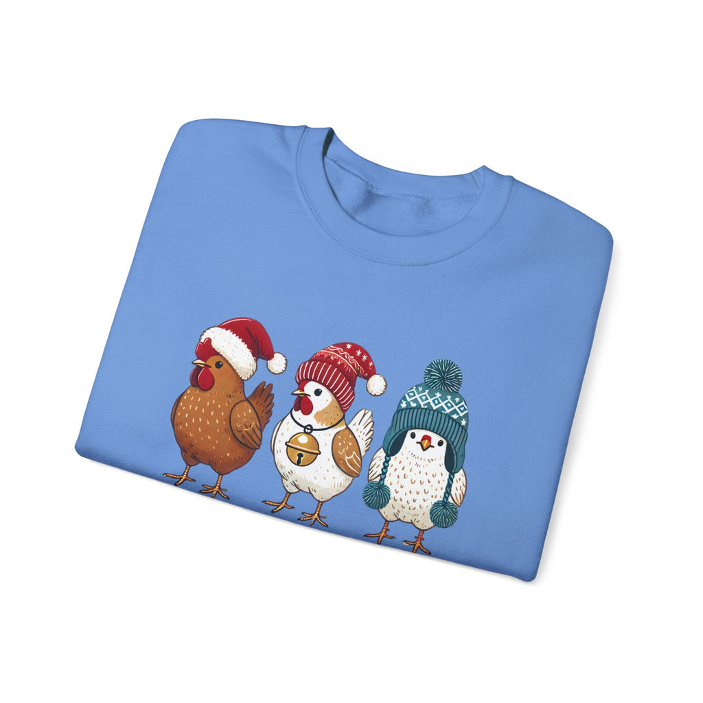 Cute Christmas Chickens Sweatshirt, Xmas Chicken Sweatshirt by PopCultureByDesign36