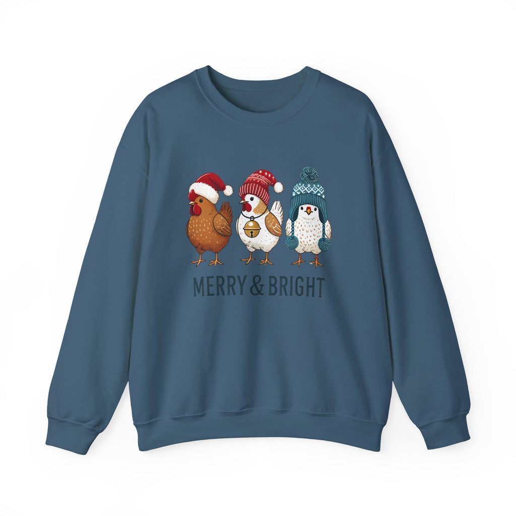 Cute Christmas Chickens Sweatshirt, Xmas Chicken Sweatshirt by PopCultureByDesign36