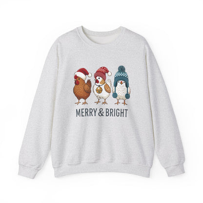 Cute Christmas Chickens Sweatshirt, Xmas Chicken Sweatshirt - Popbydesign