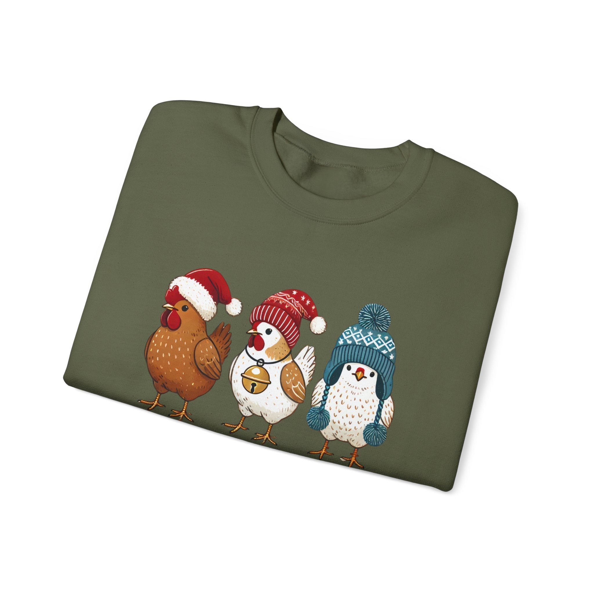 Cute Christmas Chickens Sweatshirt, Xmas Chicken Sweatshirt by PopCultureByDesign36