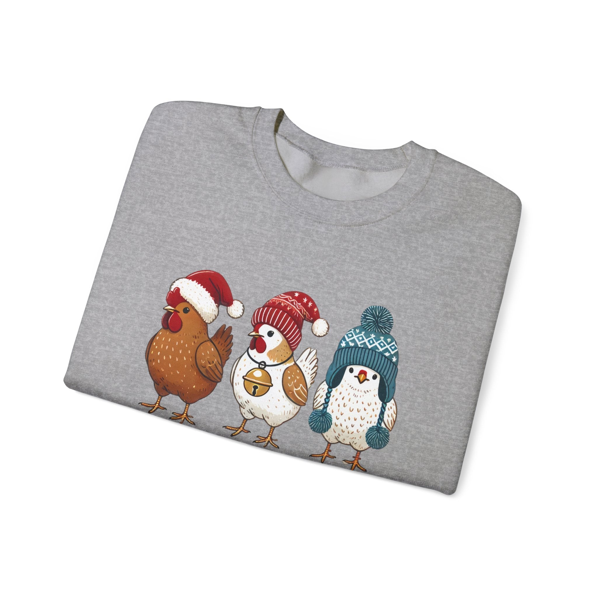 Cute Christmas Chickens Sweatshirt, Xmas Chicken Sweatshirt by PopCultureByDesign36