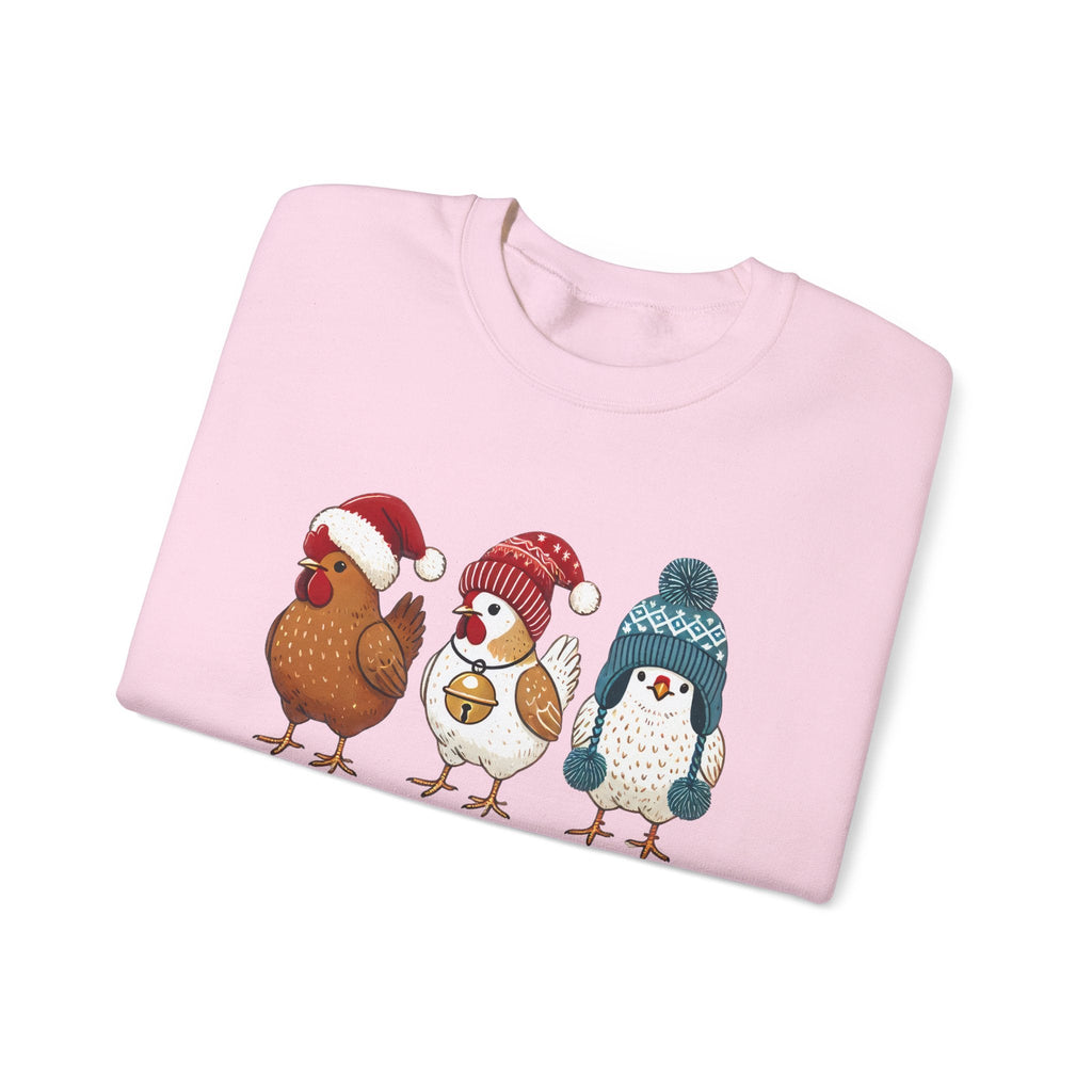 Cute Christmas Chickens Sweatshirt, Xmas Chicken Sweatshirt by PopCultureByDesign36