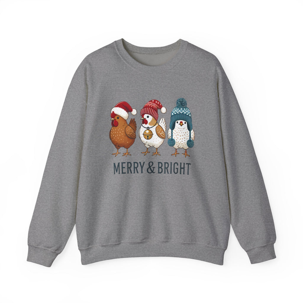 Cute Christmas Chickens Sweatshirt, Xmas Chicken Sweatshirt by PopCultureByDesign36