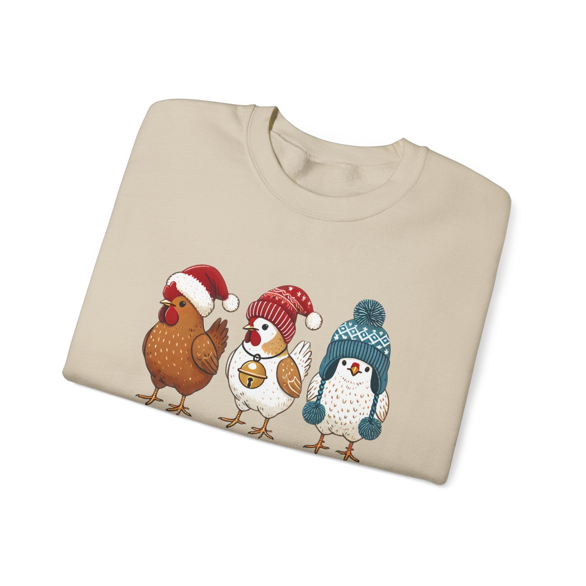 Cute Christmas Chickens Sweatshirt, Xmas Chicken Sweatshirt by PopCultureByDesign36
