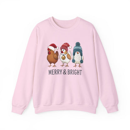 Cute Christmas Chickens Sweatshirt, Xmas Chicken Sweatshirt - Popbydesign