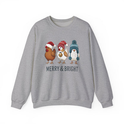 Cute Christmas Chickens Sweatshirt, Xmas Chicken Sweatshirt - Popbydesign