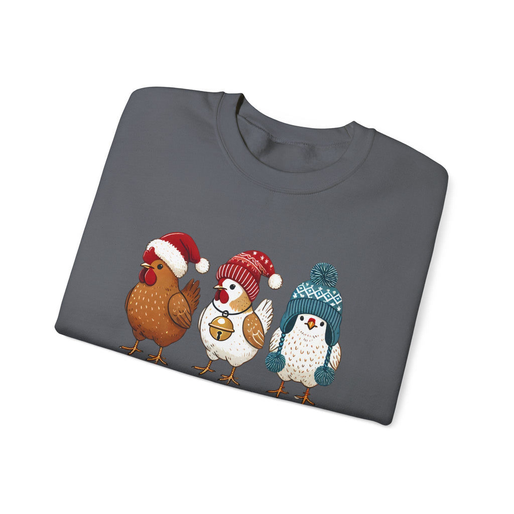 Cute Christmas Chickens Sweatshirt, Xmas Chicken Sweatshirt by PopCultureByDesign36