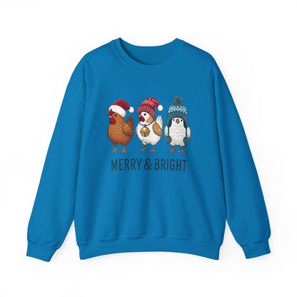 Cute Christmas Chickens Sweatshirt, Xmas Chicken Sweatshirt - Popbydesign