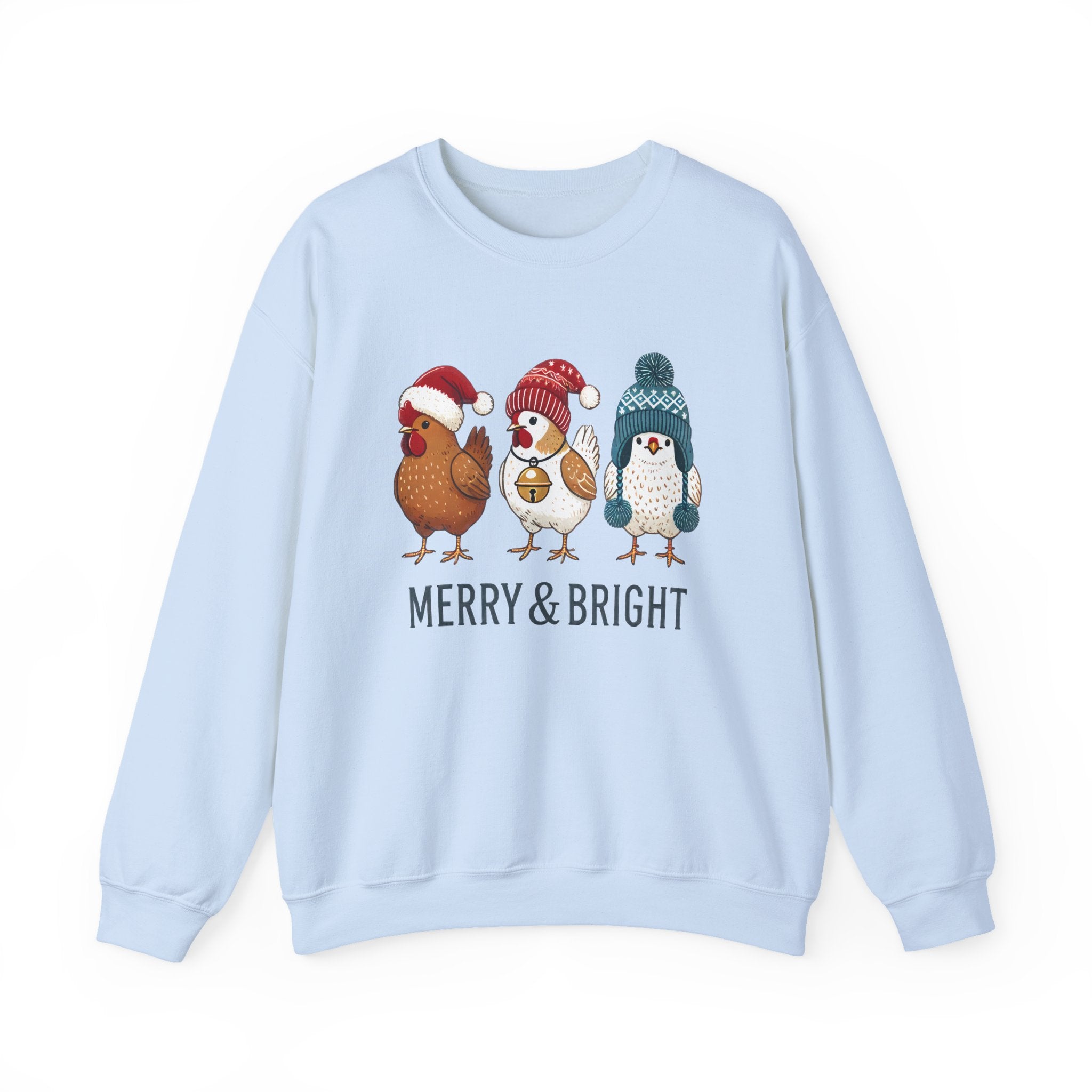 Cute Christmas Chickens Sweatshirt, Xmas Chicken Sweatshirt by PopCultureByDesign36
