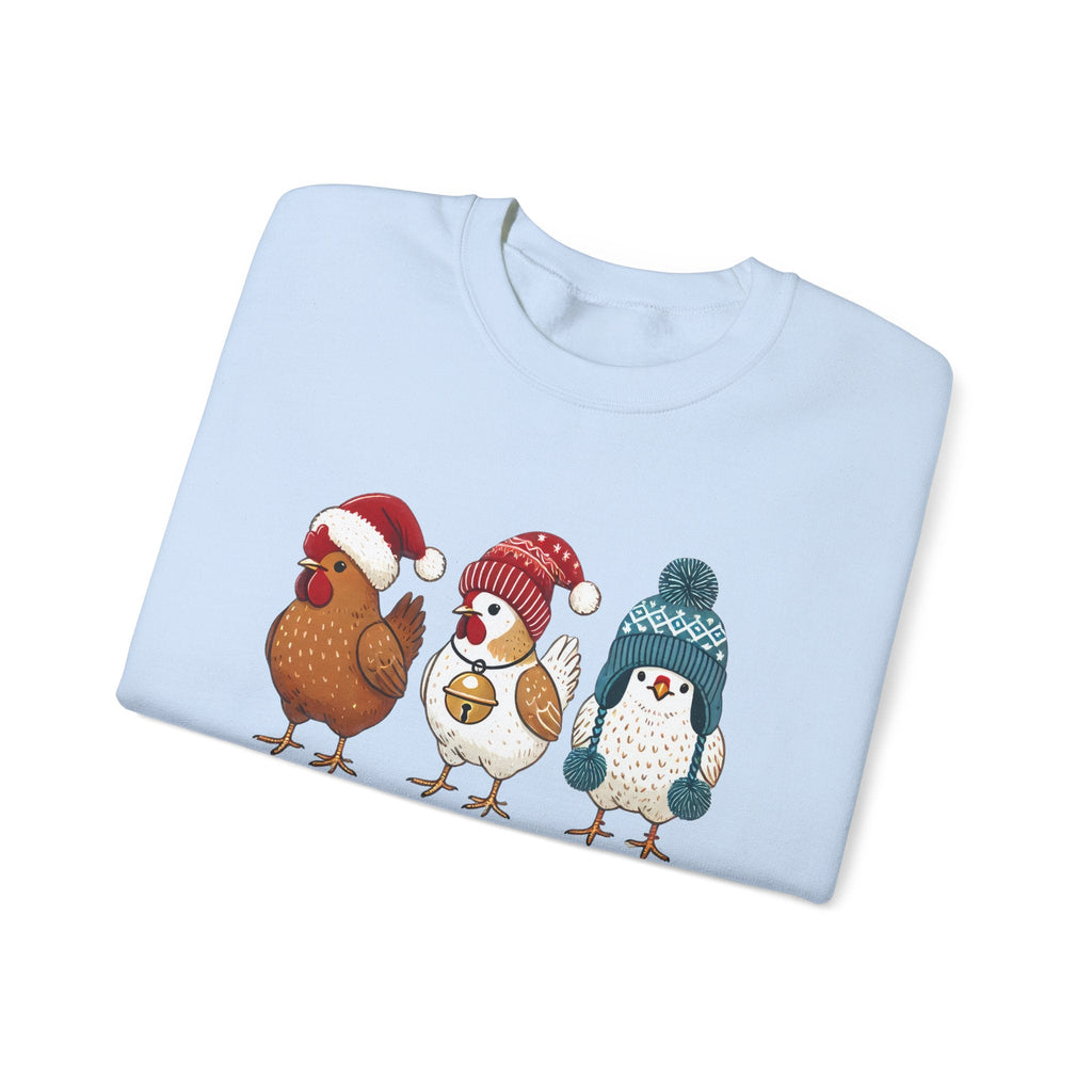 Cute Christmas Chickens Sweatshirt, Xmas Chicken Sweatshirt by PopCultureByDesign36