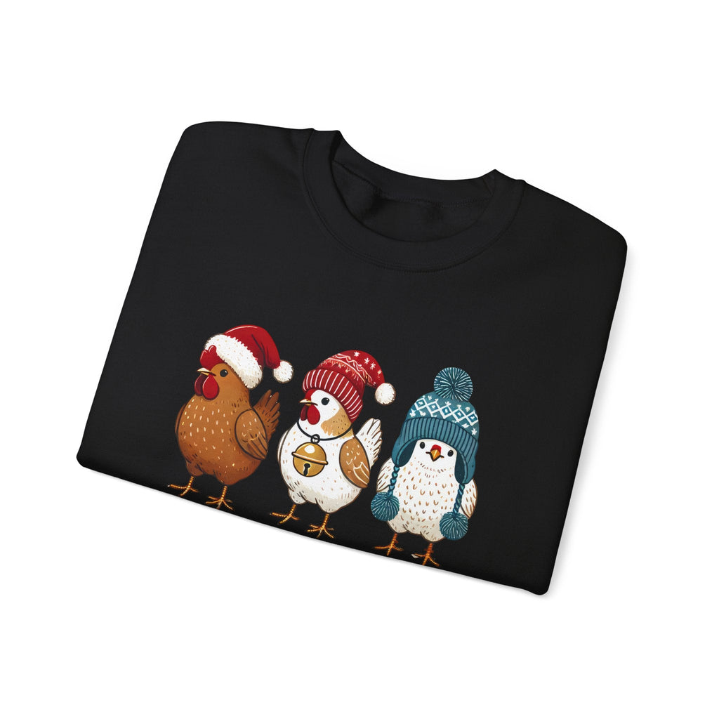 Cute Christmas Chickens Sweatshirt, Xmas Chicken Sweatshirt by PopCultureByDesign36