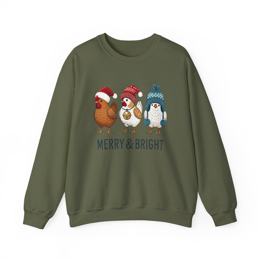 Cute Christmas Chickens Sweatshirt, Xmas Chicken Sweatshirt by PopCultureByDesign36
