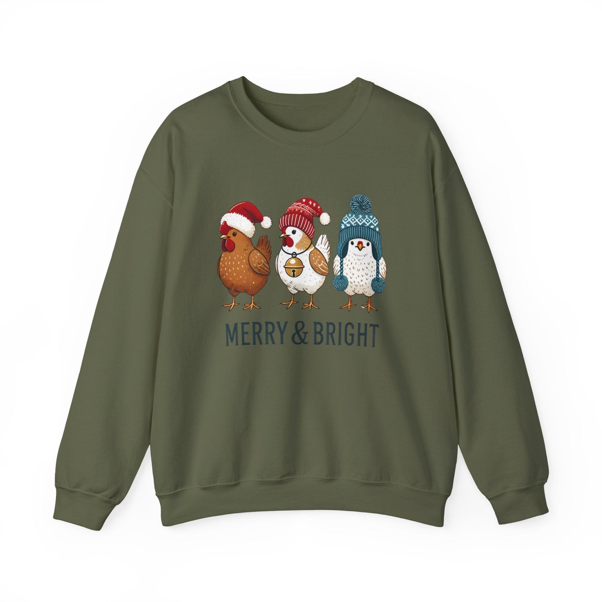 Cute Christmas Chickens Sweatshirt, Xmas Chicken Sweatshirt - Popbydesign