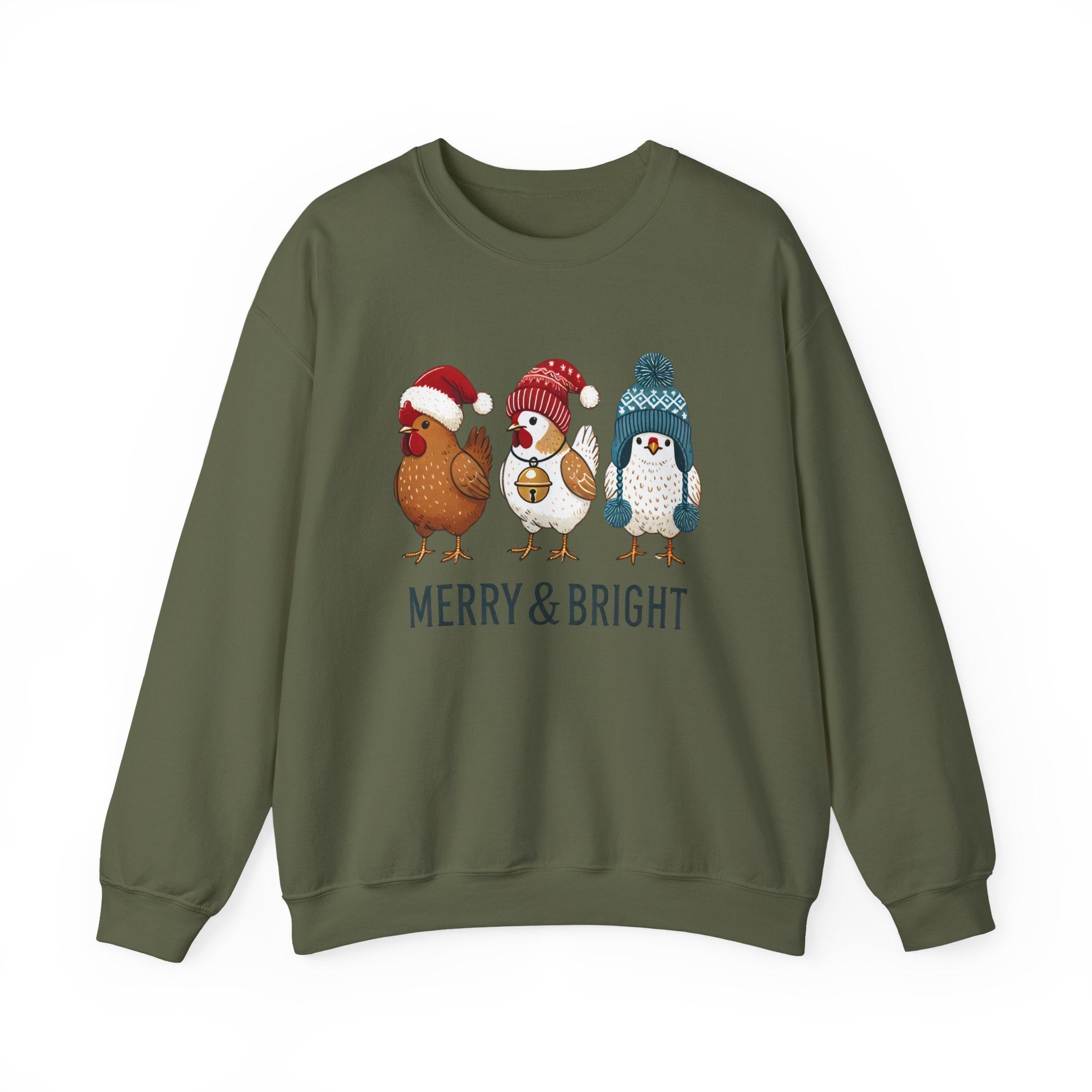 Cute Christmas Chickens Sweatshirt, Xmas Chicken Sweatshirt by PopCultureByDesign36