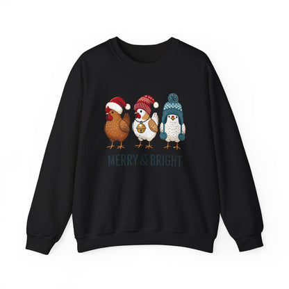 Cute Christmas Chickens Sweatshirt, Xmas Chicken Sweatshirt - Popbydesign