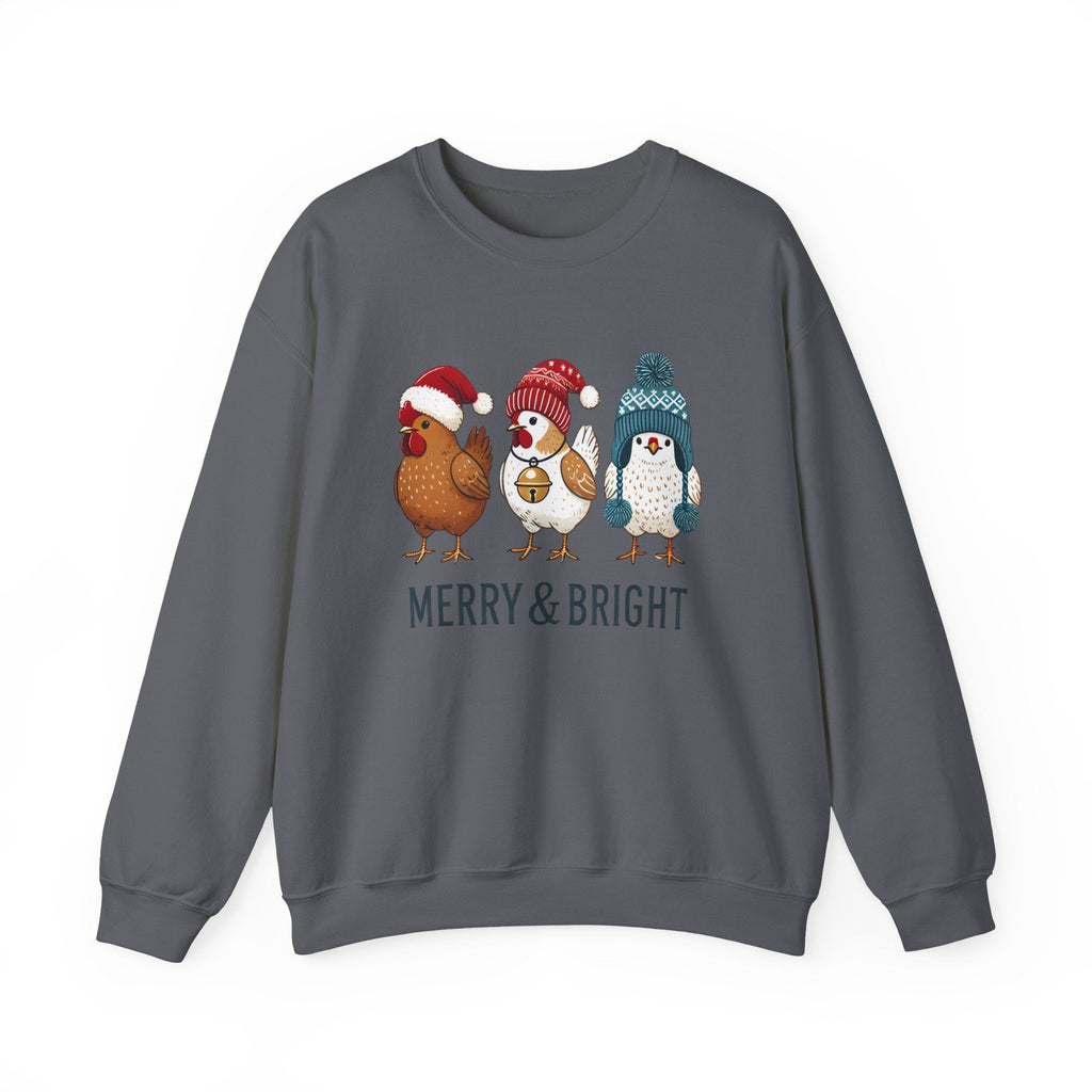 Cute Christmas Chickens Sweatshirt, Xmas Chicken Sweatshirt by PopCultureByDesign36