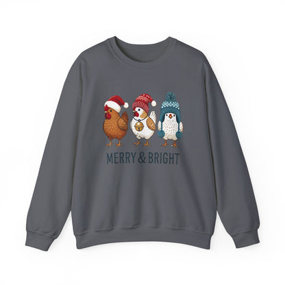 Cute Christmas Chickens Sweatshirt, Xmas Chicken Sweatshirt - Popbydesign