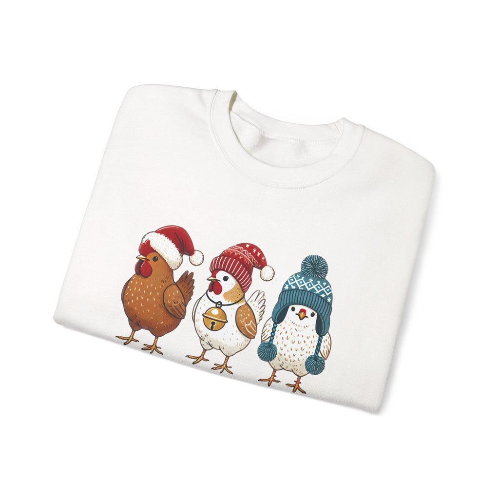 Cute Christmas Chickens Sweatshirt, Xmas Chicken Sweatshirt by PopCultureByDesign36