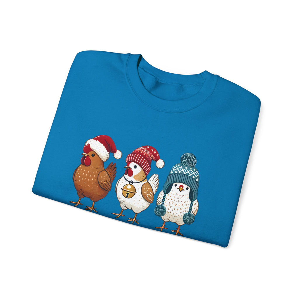 Cute Christmas Chickens Sweatshirt, Xmas Chicken Sweatshirt by PopCultureByDesign36
